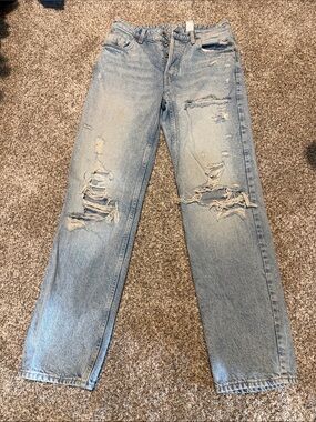 H&M Light Wash Distressed Boyfriend Jeans